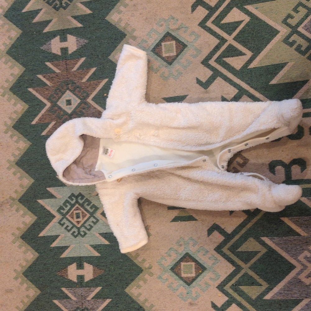 Fuzzy baby snowsuit